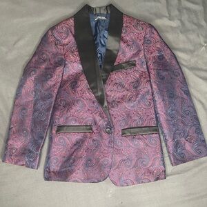 Paisley Tuxedo Blazer with Black Satin Lapel – Formal Party Jacket